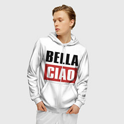 Толстовка 3D на молнии мужская Bella Ciao, цвет: 3D-белый — фото 2
