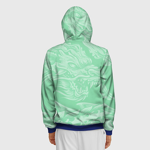 Мужская толстовка на молнии Изумрудный дракон / 3D-Синий – фото 4