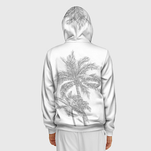 Мужская толстовка на молнии Пальмы над головой / 3D-Белый – фото 4