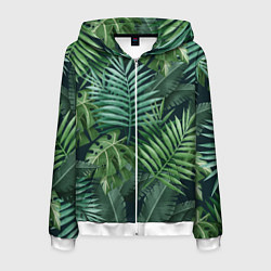 Толстовка 3D на молнии мужская Тропики, цвет: 3D-белый
