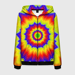 Толстовка 3D на молнии мужская Tie-Dye, цвет: 3D-черный