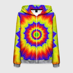 Толстовка 3D на молнии мужская Tie-Dye, цвет: 3D-меланж