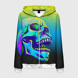 Мужская толстовка на молнии Neon skull