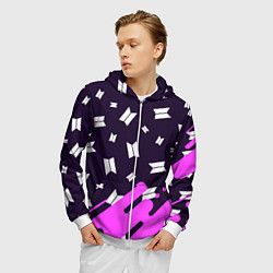 Толстовка 3D на молнии мужская BTS БТС, цвет: 3D-белый — фото 2