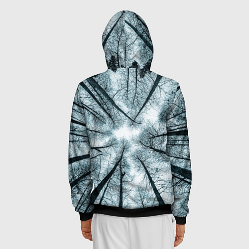 Мужская толстовка на молнии Деревья вид снизу мрачный / 3D-Черный – фото 4