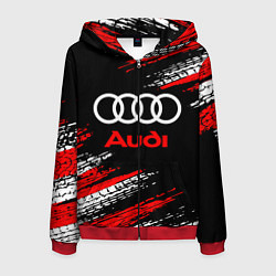 Толстовка 3D на молнии мужская AUDI, цвет: 3D-красный