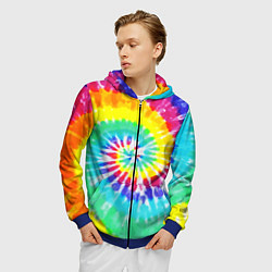 Толстовка 3D на молнии мужская TIE-DYE СТЕНА, цвет: 3D-синий — фото 2