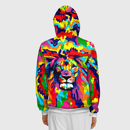Мужская толстовка на молнии Лев Artistic Art / 3D-Белый – фото 4