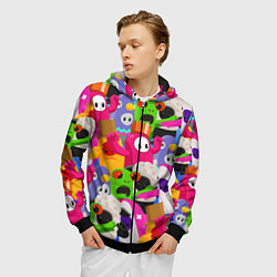Толстовка 3D на молнии мужская Fall Guys, цвет: 3D-черный — фото 2