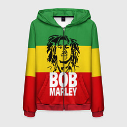 Толстовка 3D на молнии мужская Bob Marley, цвет: 3D-красный
