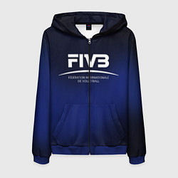 Толстовка 3D на молнии мужская FIVB Volleyball, цвет: 3D-синий