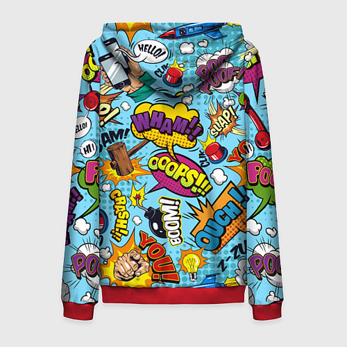 Мужская толстовка на молнии Pop art comics / 3D-Красный – фото 2