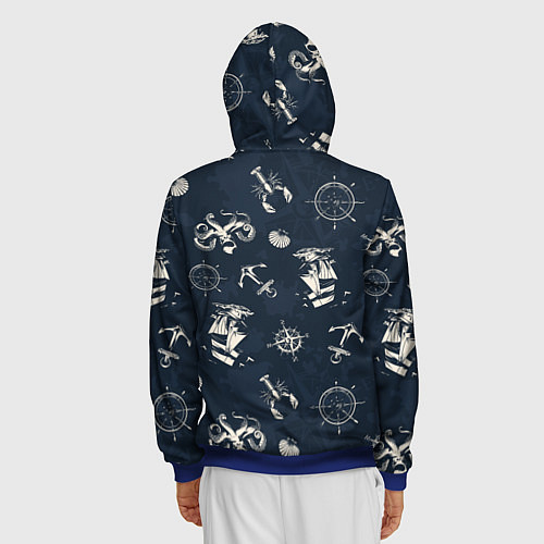 Мужская толстовка на молнии Nautical art / 3D-Синий – фото 4