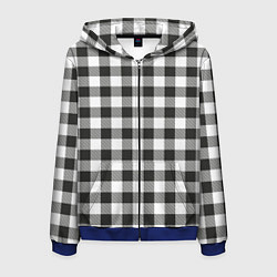 Толстовка 3D на молнии мужская Черно-белая клетка, цвет: 3D-синий