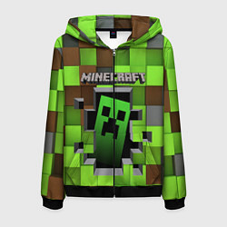 Толстовка 3D на молнии мужская Minecraft, цвет: 3D-черный