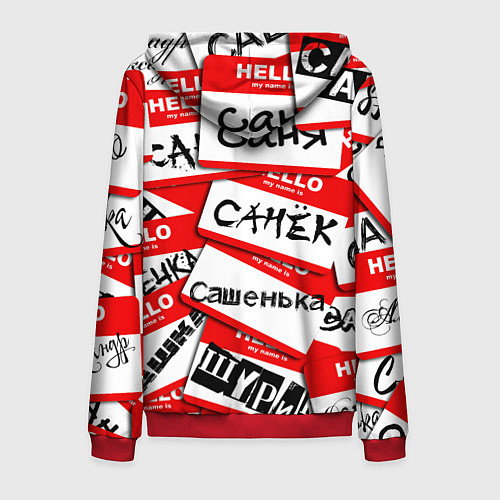 Мужская толстовка на молнии Hello, my name is / 3D-Красный – фото 2