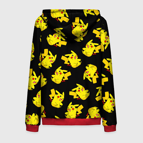 Мужская толстовка на молнии Веселый пикачу / 3D-Красный – фото 2