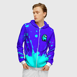 Толстовка 3D на молнии мужская AMONG US АМОНГ АС, цвет: 3D-белый — фото 2