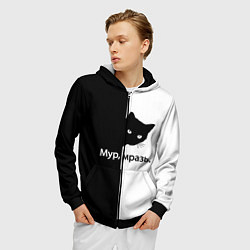 Толстовка 3D на молнии мужская Черный кот, цвет: 3D-черный — фото 2