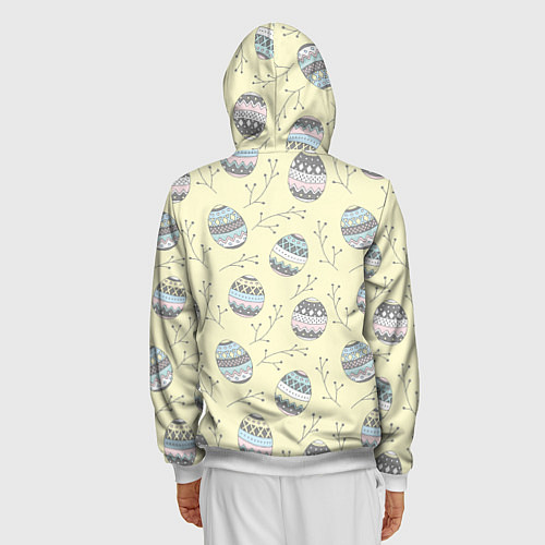 Мужская толстовка на молнии Пасхальные яйца / 3D-Белый – фото 4