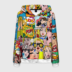 Толстовка 3D на молнии мужская Pop Art, цвет: 3D-белый