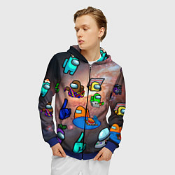 Толстовка 3D на молнии мужская Among Us Чёрная дыра, цвет: 3D-синий — фото 2