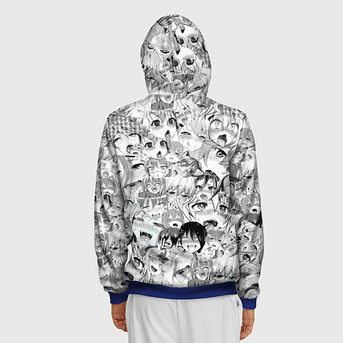 Мужская толстовка на молнии Ahegao monochrome / 3D-Синий – фото 4