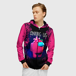 Толстовка 3D на молнии мужская AMONG US, цвет: 3D-черный — фото 2