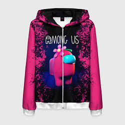 Толстовка 3D на молнии мужская AMONG US, цвет: 3D-белый