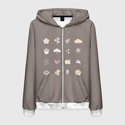 Толстовка 3D на молнии мужская Флора, цвет: 3D-белый