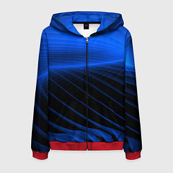 Толстовка 3D на молнии мужская Неоновые лучи, цвет: 3D-красный