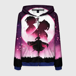 Толстовка 3D на молнии мужская Столп Бабочки, цвет: 3D-синий