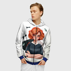 Толстовка 3D на молнии мужская Ход Королевы, цвет: 3D-синий — фото 2