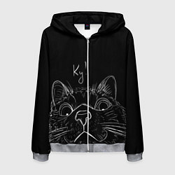 Толстовка 3D на молнии мужская Говорящий кот, цвет: 3D-меланж