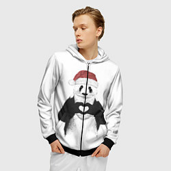 Толстовка 3D на молнии мужская Панда Клаус, цвет: 3D-черный — фото 2