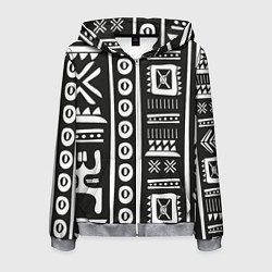 Толстовка 3D на молнии мужская Этнический узор, цвет: 3D-меланж