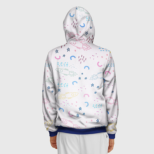 Мужская толстовка на молнии Рисованный космос / 3D-Синий – фото 4