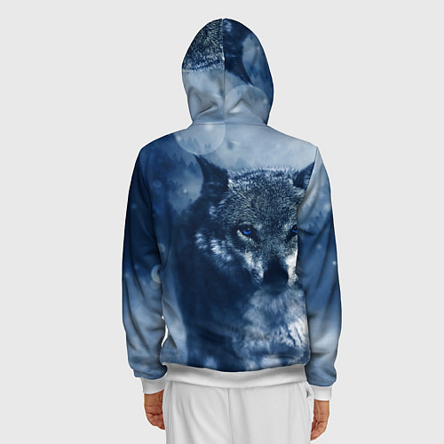 Мужская толстовка на молнии Красивый волк / 3D-Белый – фото 4