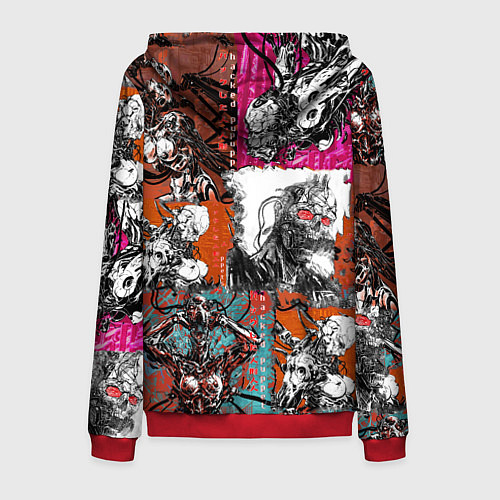 Мужская толстовка на молнии Cyberpunk 2077 / 3D-Красный – фото 2