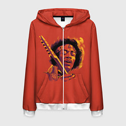 Толстовка 3D на молнии мужская Джимми Хендрикс, цвет: 3D-белый