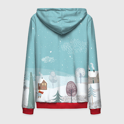 Мужская толстовка на молнии Милый пингвин / 3D-Красный – фото 2