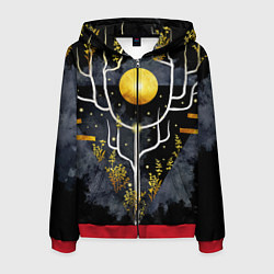 Толстовка 3D на молнии мужская Графит и золото: дерево жизни, цвет: 3D-красный