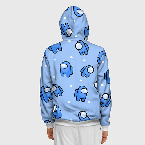 Мужская толстовка на молнии Among Us - Синий цвет / 3D-Белый – фото 4