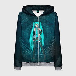 Толстовка 3D на молнии мужская Мику Хацуне, цвет: 3D-меланж