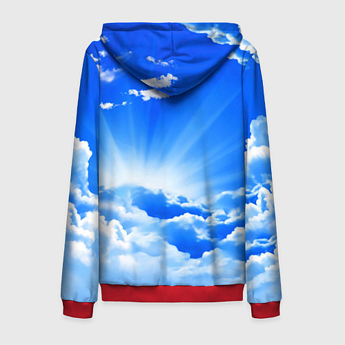 Мужская толстовка на молнии Кот в облаках / 3D-Красный – фото 2