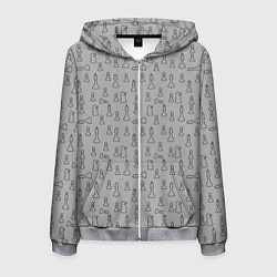 Толстовка 3D на молнии мужская Шахматы, цвет: 3D-меланж