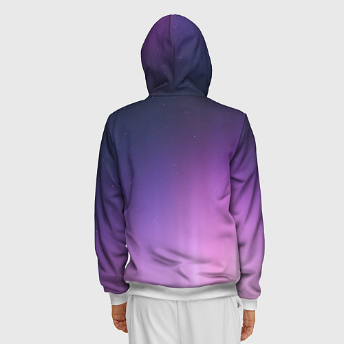 Мужская толстовка на молнии Северное сияние фиолетовый / 3D-Белый – фото 4