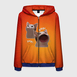 Толстовка 3D на молнии мужская Cat Pop Мем, цвет: 3D-синий