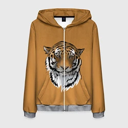 Толстовка 3D на молнии мужская Тигр, цвет: 3D-меланж