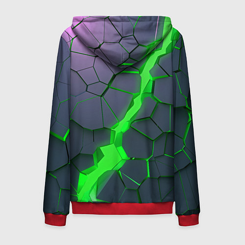 Мужская толстовка на молнии ЗЕЛЕНЫЙ РАЗЛОМ 3Д РАЗЛОМ / 3D-Красный – фото 2
